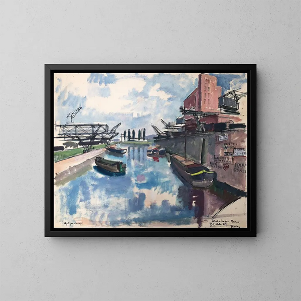 Port du Rhin à Bâle - Otto Geigenberger — kehystetty taideteos seinällä