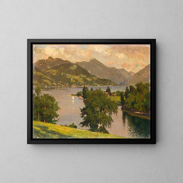 Näkymä Tegernsee-järvelle lännestä - Otto Strützel — kehystetty taideteos seinällä