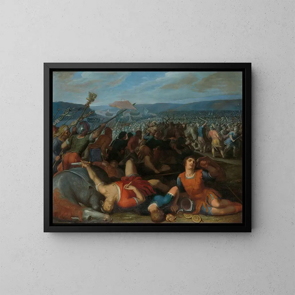 The Bataves defending the Romans on the Rhine - Otto van Veen — kehystetty taideteos seinällä