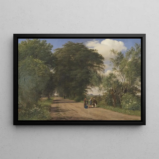 P C Skovgaard - A Country Road near Vognserup Manor Zealand The Painter JTh Lundbye Sketching by the Roadside.webp