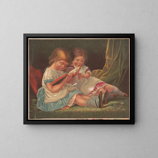 P O Vickery - Two young girls reading book.webp
