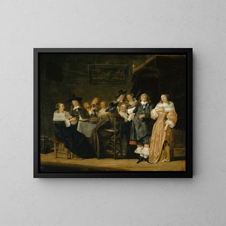 Compagnie à table - Palamedes Palamedesz — kehystetty taideteos seinällä