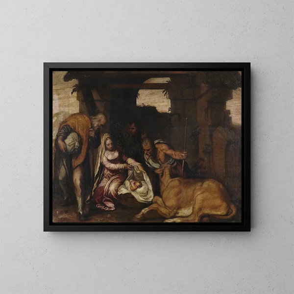 Adoration des bergers - Paolo Farinati — kehystetty taideteos seinällä