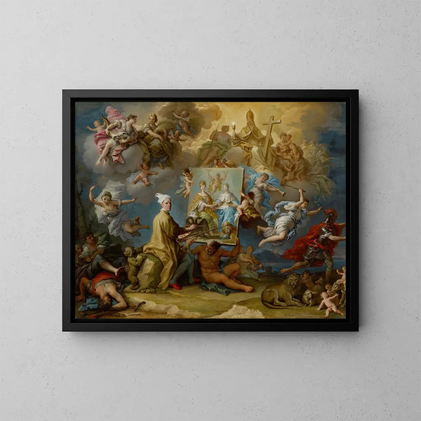 Allégorie des conséquences de la paix d'Utrecht - Paolo de Matteis — kehystetty taideteos seinällä
