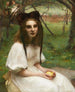 Un portrait d'une fille en robe blanche - Pascal-Adolphe-Jean Dagnan-Bouveret — näkymä teoksesta