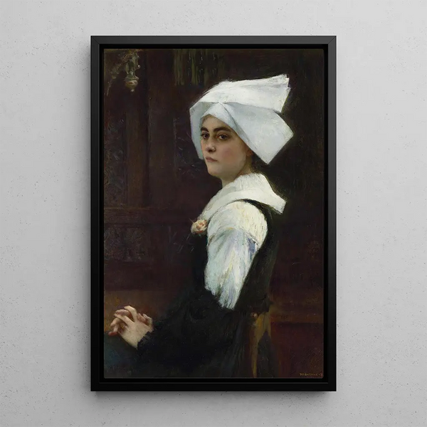 Breton-tyttö - Pascal-Adolphe-Jean Dagnan-Bouveret — kehystetty taideteos seinällä
