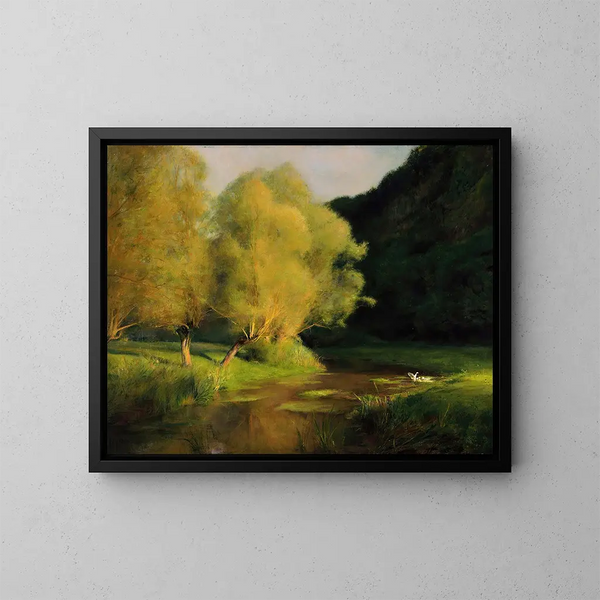 Saules au bord d'un ruisseau - Pascal-Adolphe-Jean Dagnan-Bouveret — kehystetty taideteos seinällä