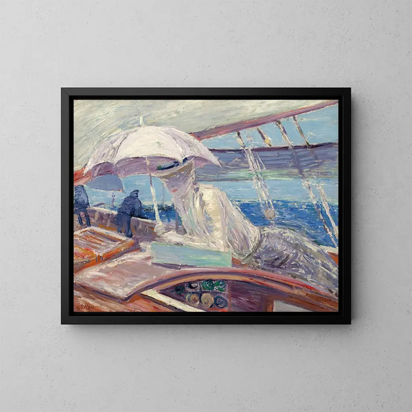 Madame Helleu à bord du yacht Bird - Paul César Helleu — kehystetty taideteos seinällä