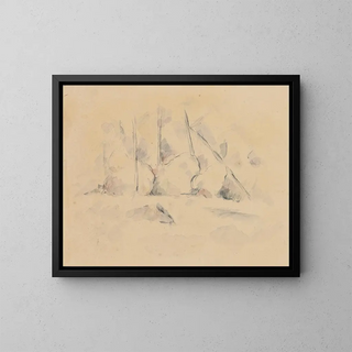 Puita kiviä ympäröivissä - Paul Cézanne — kehystetty taideteos seinällä