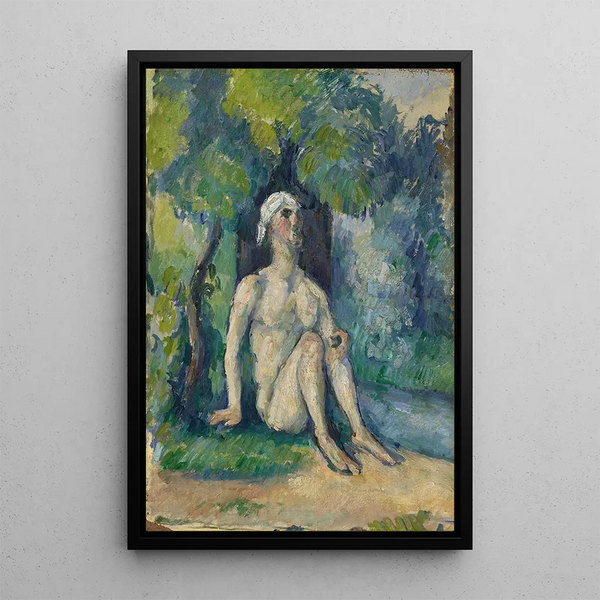 Kylpijät istuvat vedessä - Paul Cézanne — kehystetty taideteos seinällä