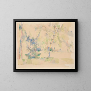 Lac au bord d'une forêt - Paul Cézanne — kehystetty taideteos seinällä