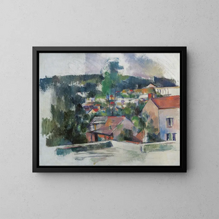 Maisema lähellä Pariisia - Paul Cézanne — kehystetty taideteos seinällä