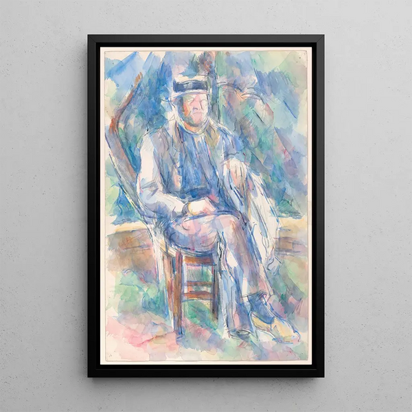 Mies, jolla on olkihattu - Paul Cézanne — kehystetty taideteos seinällä