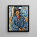Homme en blouse bleue - Paul Cézanne — kehystetty taideteos seinällä