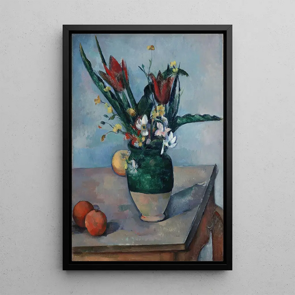 Tulppaanimaljakko - Paul Cézanne — kehystetty taideteos seinällä