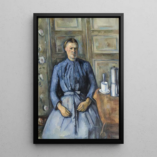 Nainen kahvipannun äärellä - Paul Cézanne — kehystetty taideteos seinällä