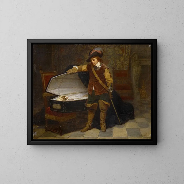 Cromwell ja Kaarle I - Paul Delaroche — kehystetty taideteos seinällä