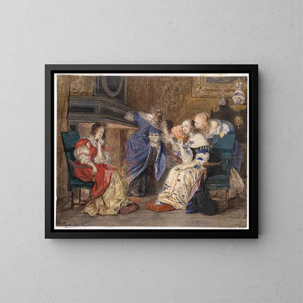 Naiset sisätilassa - Paul Delaroche — kehystetty taideteos seinällä