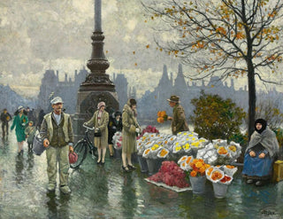 Vendeurs de fleurs au pont de la reine Louise à Copenhague - Paul Fischer — näkymä teoksesta