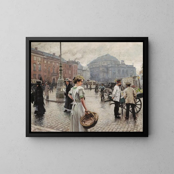 Kongens Nytorv avec Musse en train de faire des courses - Paul Fischer — kehystetty taideteos seinällä