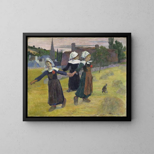 Breton tyttöjen tanssista Pont-Avenissa - Paul Gauguin — kehystetty taideteos seinällä