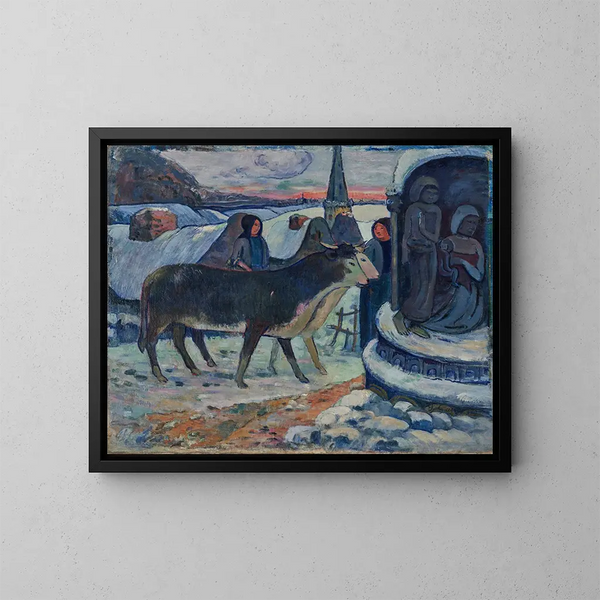 Yön joulu, härkien siunaus - Paul Gauguin — kehystetty taideteos seinällä