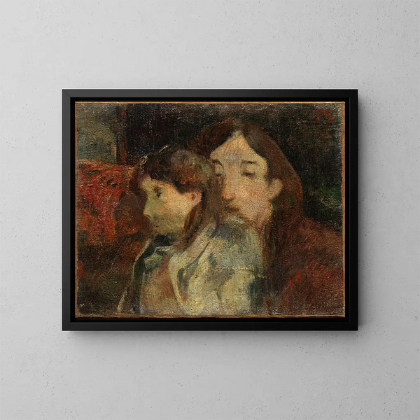 Figuurit sisätilassa - Paul Gauguin — kehystetty taideteos seinällä