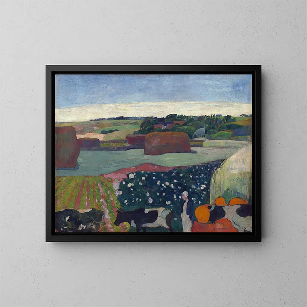 Heinäpaalit Bretagnessa - Paul Gauguin — kehystetty taideteos seinällä