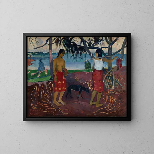 Le Raro te Oviri sous le Pandanus - Paul Gauguin — kehystetty taideteos seinällä
