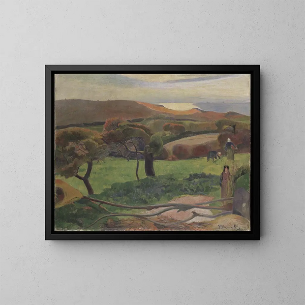 Les Champs au bord de la mer - Paul Gauguin — kehystetty taideteos seinällä
