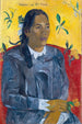 Tahitilainen nainen kukka kädessään - Paul Gauguin — näkymä teoksesta