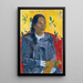 Femme avec une fleur - Paul Gauguin — kehystetty taideteos seinällä