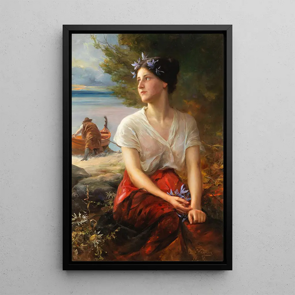 La jolie pêcheuse - Paul Hermann Wagner — kehystetty taideteos seinällä