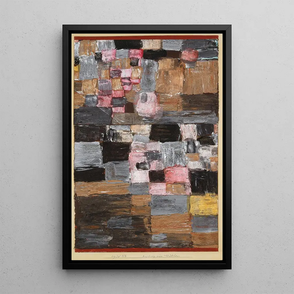 Pienen kaupungin nousu - Paul Klee — kehystetty taideteos seinällä