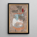 Nainen hatun ja pienen pöydän kanssa - Paul Klee — kehystetty taideteos seinällä