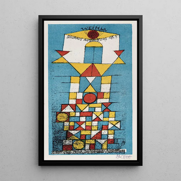 Postikortti juhlan kunniaksi Bauhaus-näyttelyn yhteydessä - Paul Klee — kehystetty taideteos seinällä