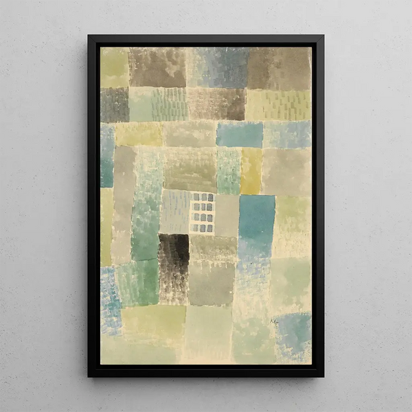 Asuinalueen ensimmäinen talo - Paul Klee — kehystetty taideteos seinällä