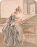 Une dame copiant à une table à dessin - Paul Sandby — näkymä teoksesta