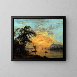 Paul Sandby - A Welsh Sunset River Landscape.webp