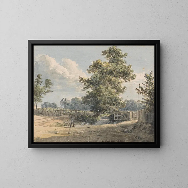 Lännen päätepiste Brookissä, Essex - Paul Sandby — kehystetty taideteos seinällä