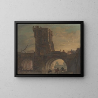 Vieux pont à Shrewsbury - Paul Sandby — kehystetty taideteos seinällä