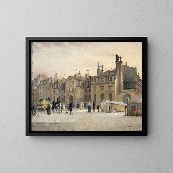Saint-Lazare-vankilan julkisivusta, rue du faubourg Saint-Denis - Paul Schaan — kehystetty taideteos seinällä