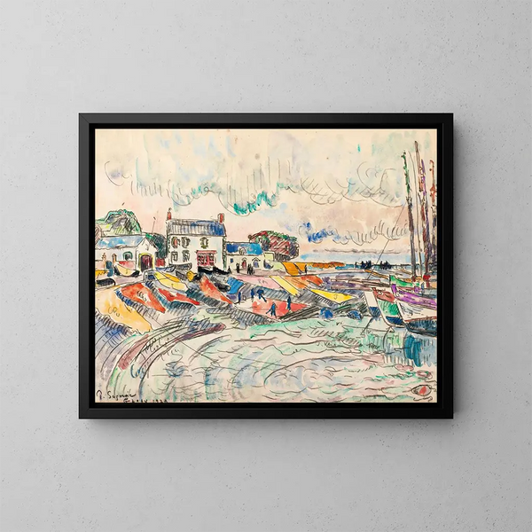 Groix, purjeiden puhdistus - Paul Signac — kehystetty taideteos seinällä