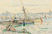 Lézardrieux-maalaus, purjevene laiturissa - Paul Signac — näkymä teoksesta