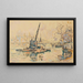 Pariisin maalaus, Seine joella Quai Malaquaisilla, nosturi - Paul Signac — kehystetty taideteos seinällä
