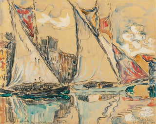 Saint-Tropez, voiles au sec - Paul Signac — näkymä teoksesta