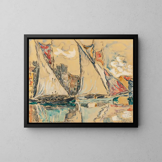 Saint-Tropez, voiles au sec - Paul Signac — kehystetty taideteos seinällä