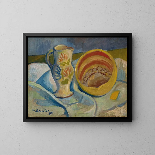 Luontokuva still life valkoisella kannulla ja keltaisella kulholla - Paul Sérusier — kehystetty taideteos seinällä