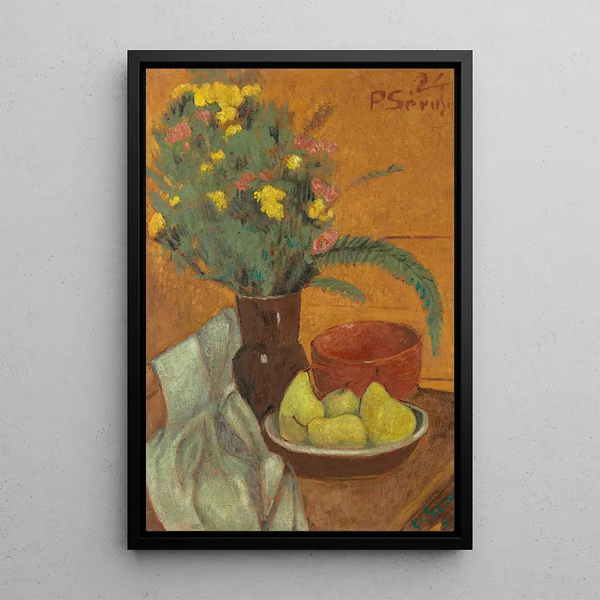 Nature morte aux poires et bouquet de fougères - Paul Sérusier — kehystetty taideteos seinällä
