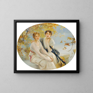 Portrait de deux jeunes femmes - Paul Émile Chabas — kehystetty taideteos seinällä